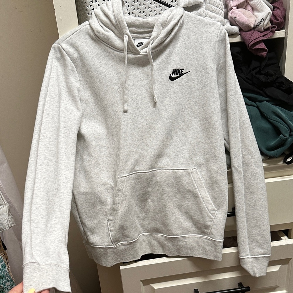 Nike Light Gray Hoodie with Logo